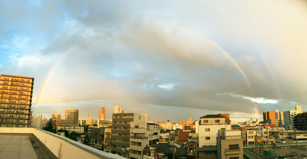 虹が出ていました 大阪の自動車教習所 大阪みなとドライビングスクール